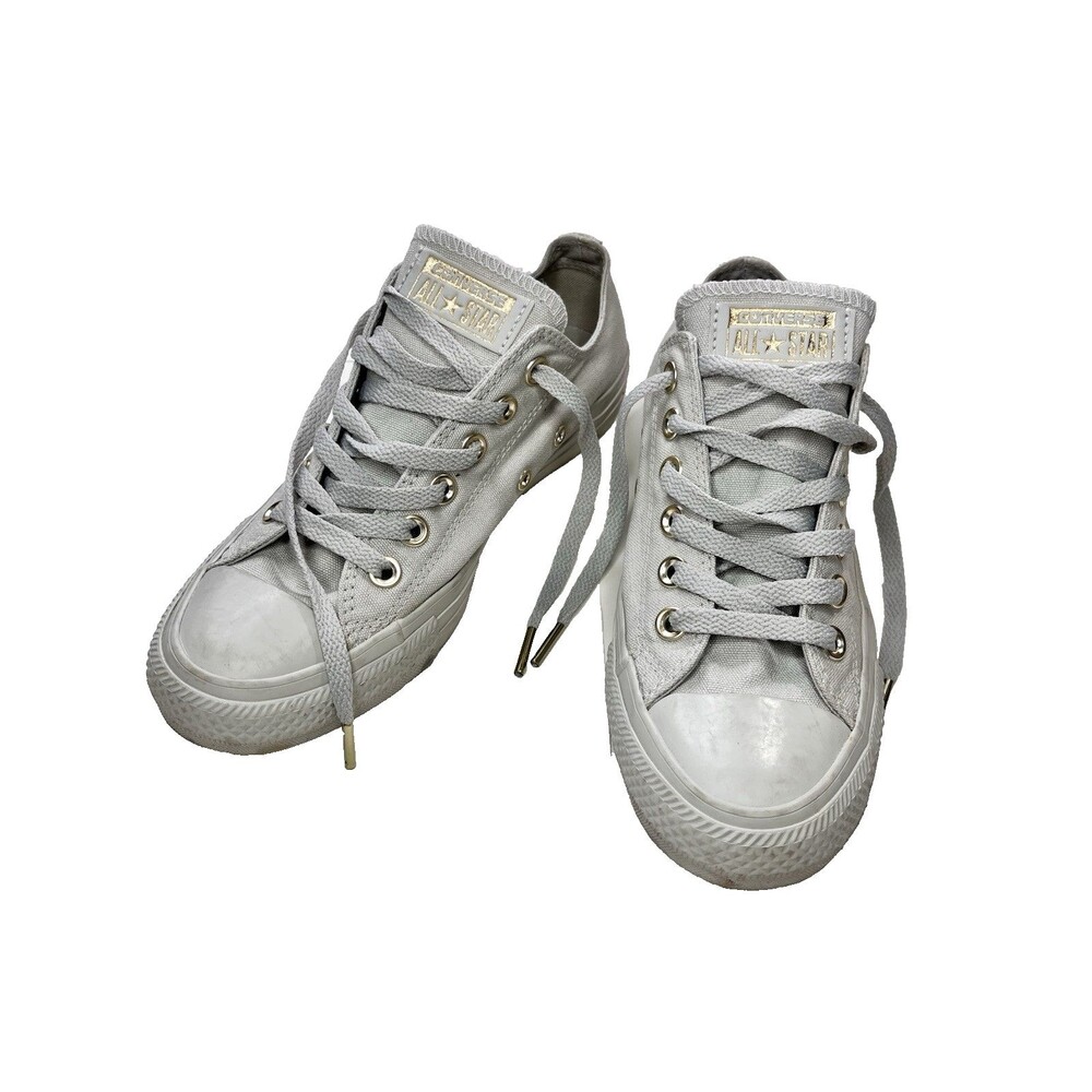 Converse All Star Chuck Taylor Low Top Mouse Grey Gold Neutral Womens 7 Sneakers